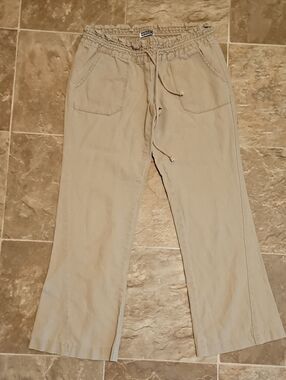 Roxy Light Beige Elastic Waist Casual Pants